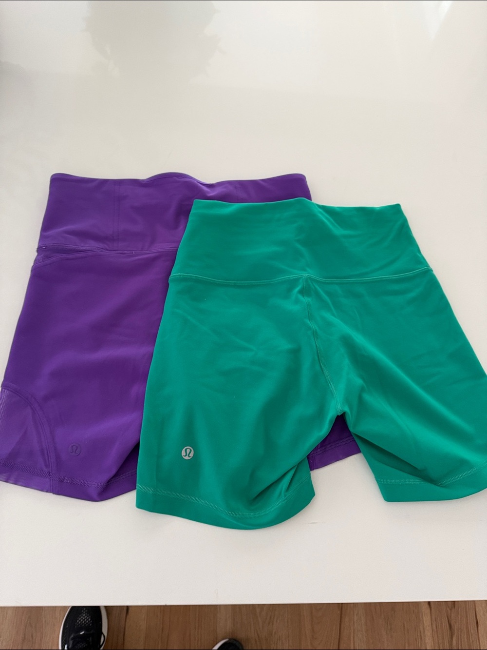 lululemon athletica Green and Purple Women’s Bike Shorts size 8 set of 2 - Picture 2 of 2